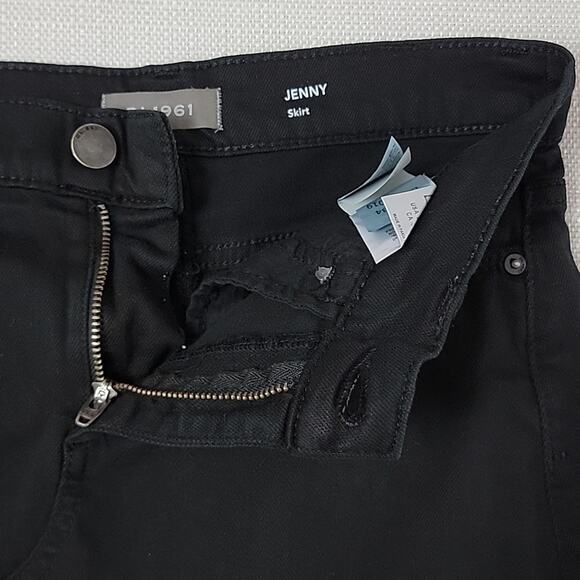 DL1961 Girls Denim Jenny Mini Skirt in Black Jet Set Raw Hem 12 - Picture 6 of 13
